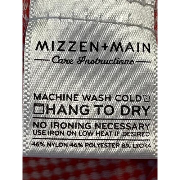 Mizzen + Main Women's Size XL Red/White Mini Check Long Sleeve Button Up Shirt - Picture 4 of 10